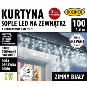 Kurtyna świetlna sople 100 LED zimny biały 75-652