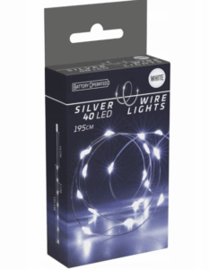 Lampki na druciku 40 LED Białe Zimne