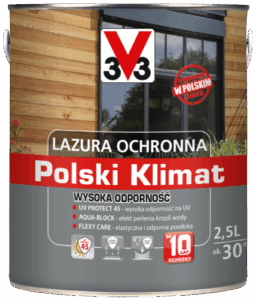 Lazura ochronna V33 Polski klimat wysoka odporność 0,75 l biały kremowy