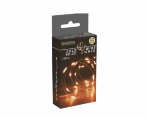 Lampki na złotym druciku 40 LED Białe Ciepłe