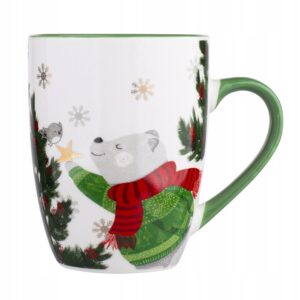 KUBEK ŚWIĄTECZNY 300ML CHRISTMAS BEAR ZIELONY