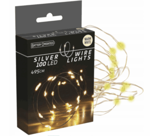 Lampki na druciku 100 Led na baterie Białe Ciepłe