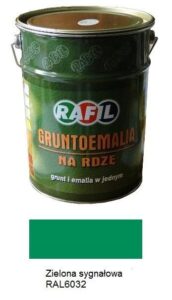 Farba gruntoemalia na rdzę Rafil zielony sygnałowy RAL6032 półmat 5 l